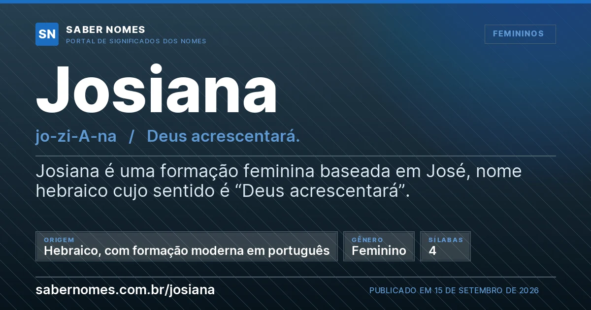 Imagem com o significado do nome Josiana