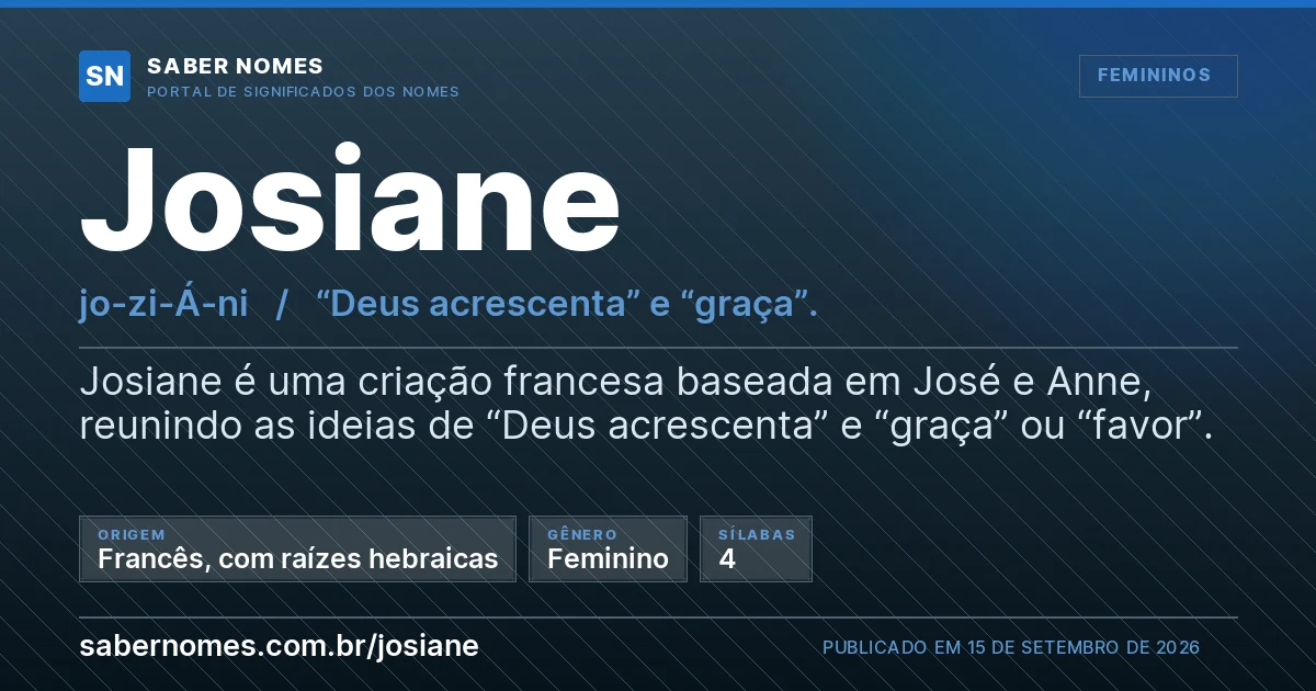 Imagem com o significado do nome Josiane