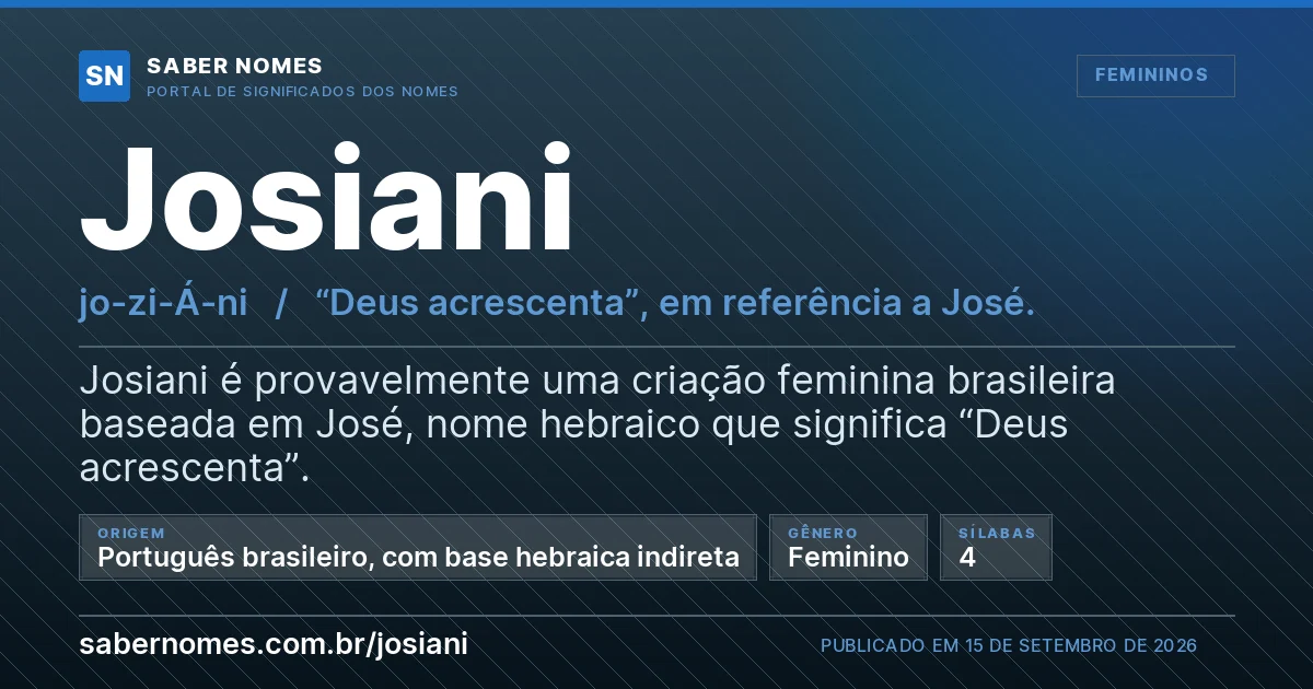Imagem com o significado do nome Josiani