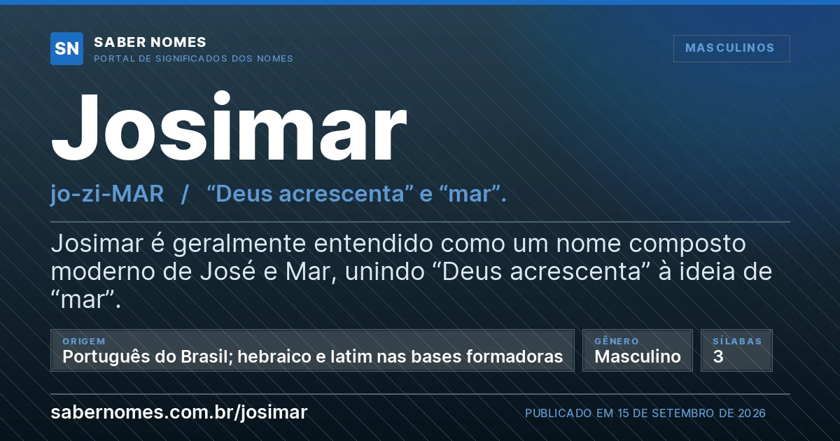 Imagem com o significado do nome Josimar
