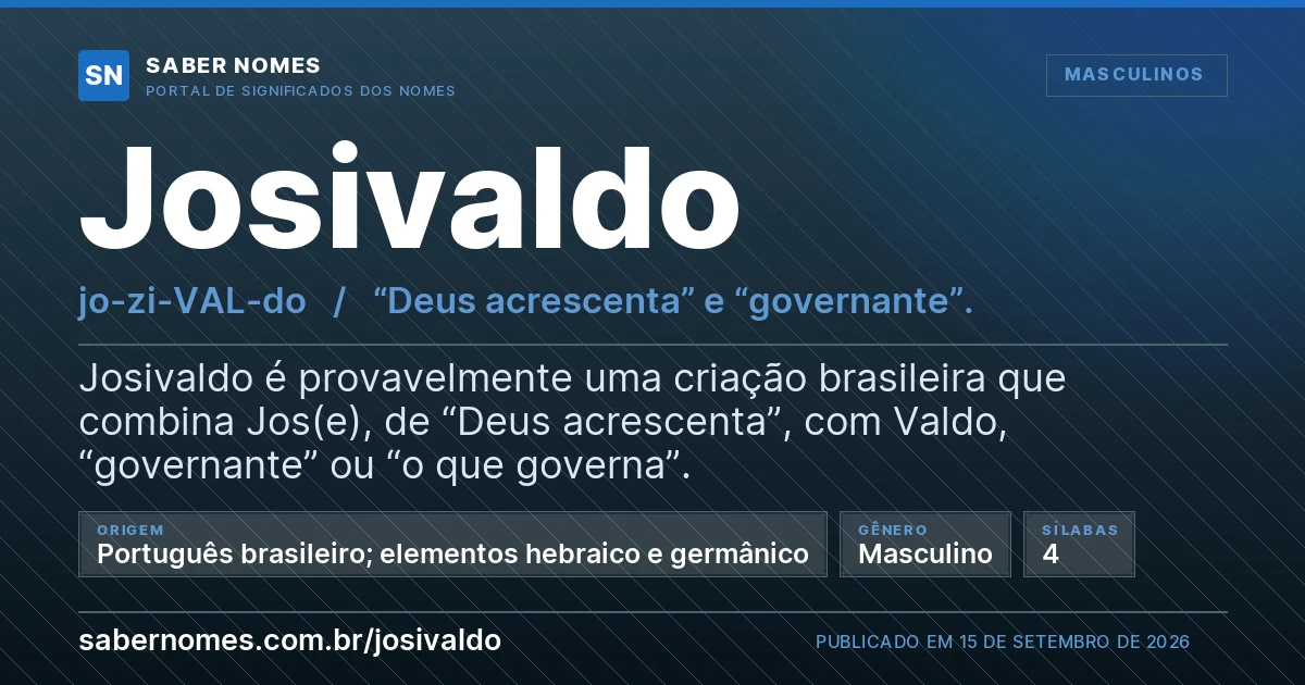Imagem com o significado do nome Josivaldo