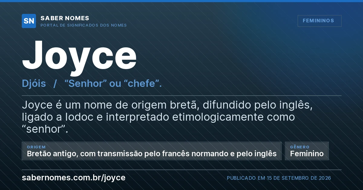 Imagem com o significado do nome Joyce