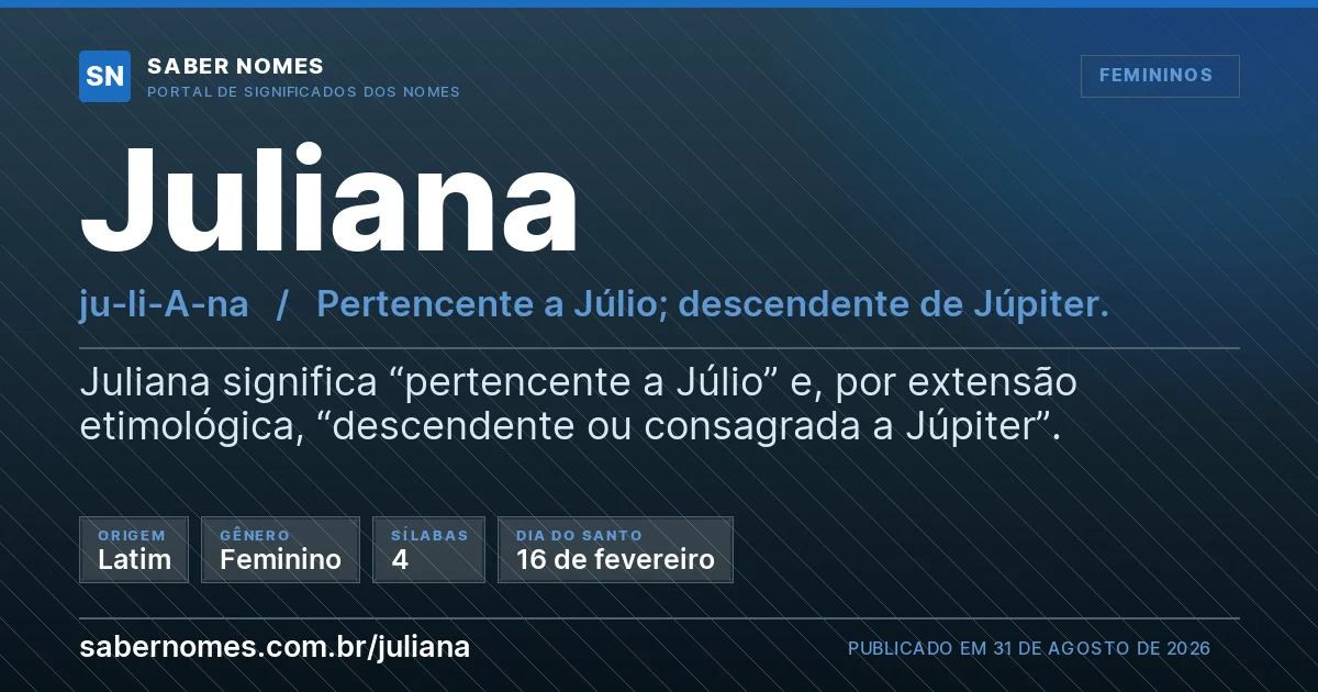 Imagem com o significado do nome Juliana