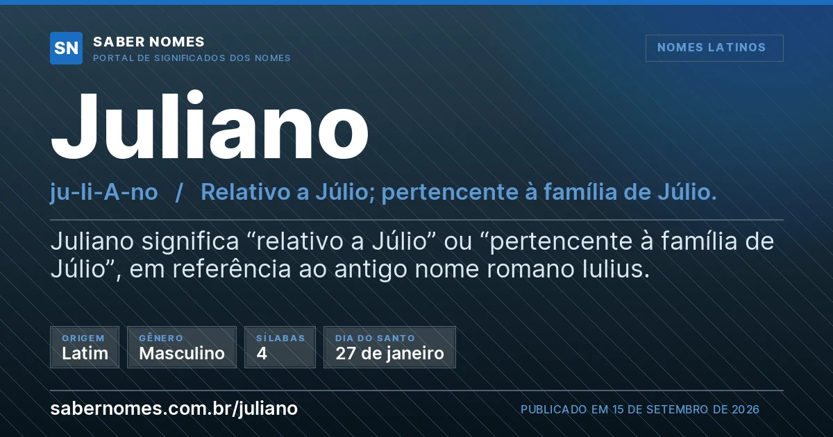 Imagem com o significado do nome Juliano