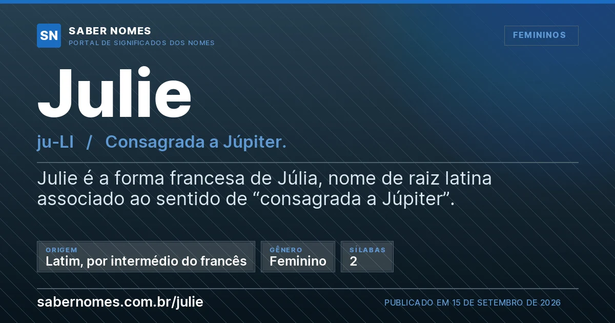 Imagem com o significado do nome Julie