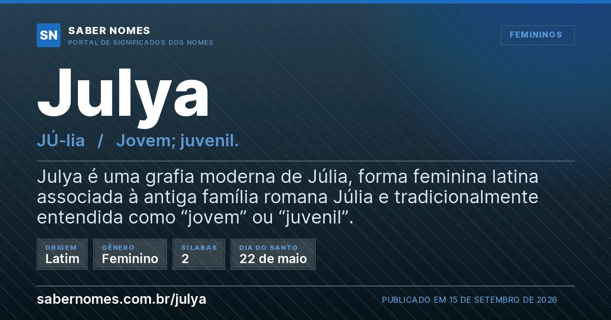 Imagem com o significado do nome Julya