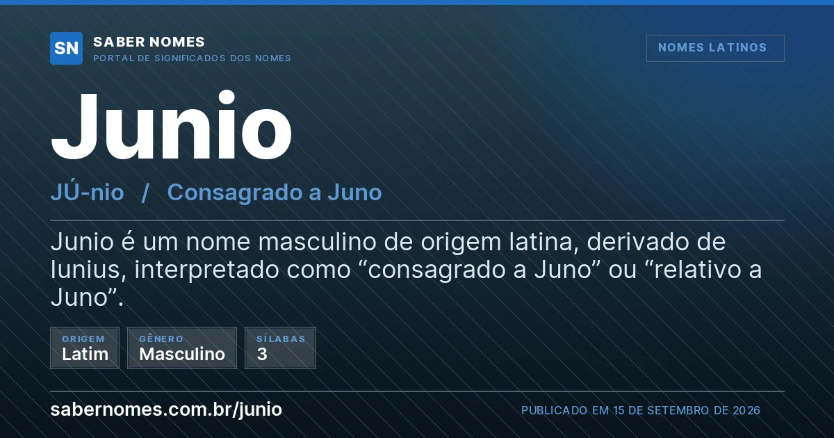Imagem com o significado do nome Junio