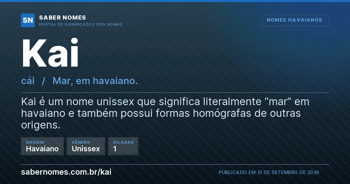 Imagem com o significado do nome Kai
