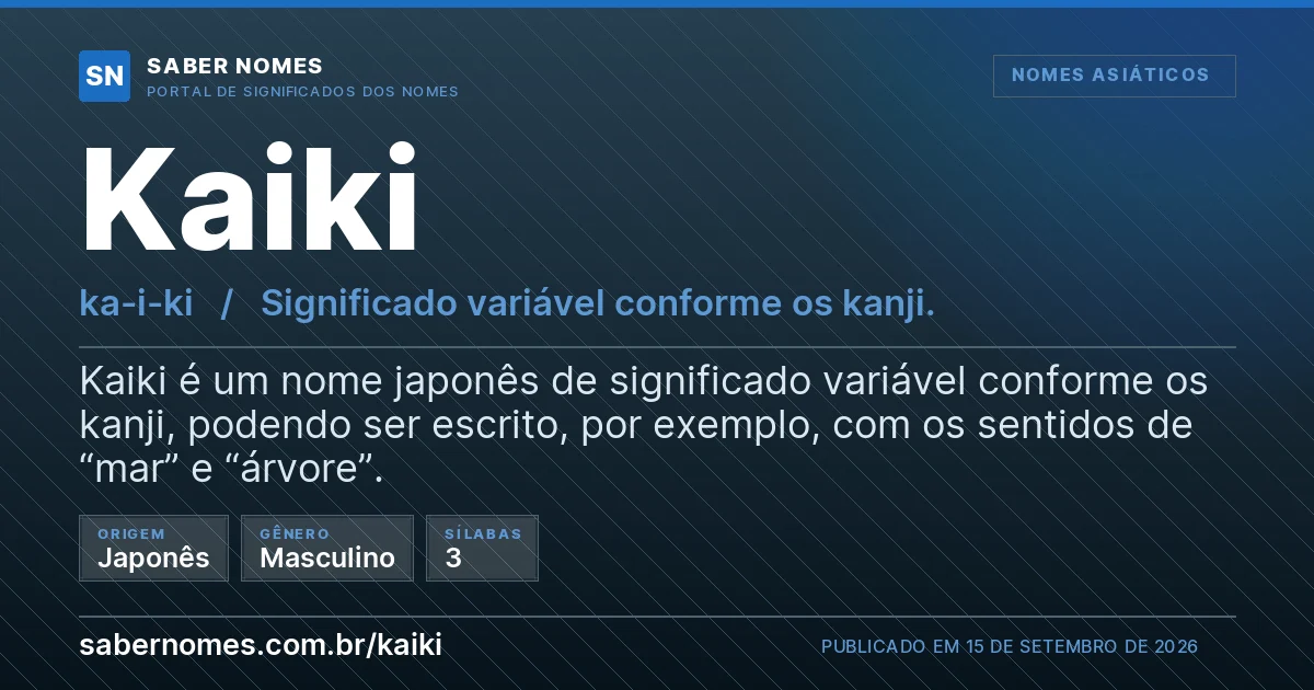 Imagem com o significado do nome Kaiki