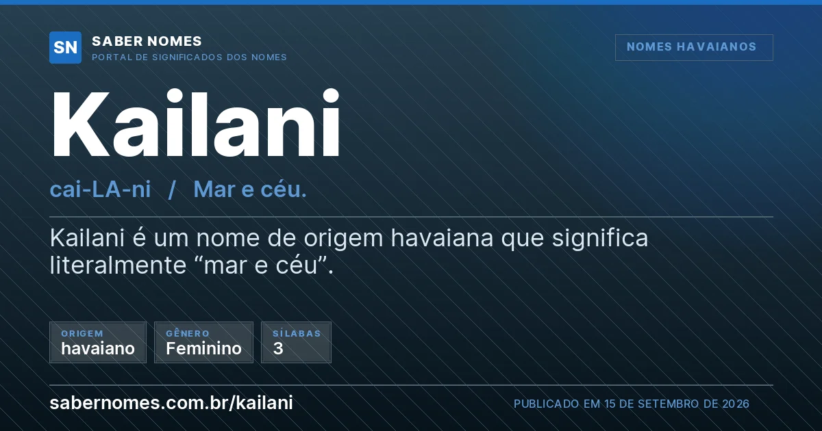 Imagem com o significado do nome Kailani
