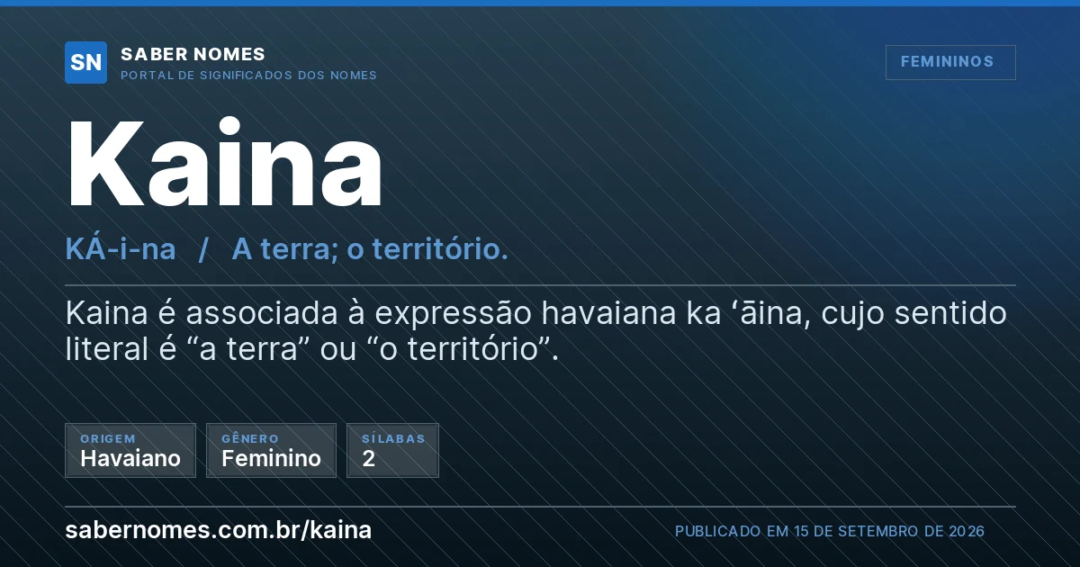 Imagem com o significado do nome Kaina