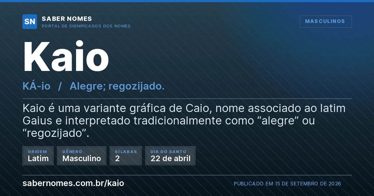 Imagem com o significado do nome Kaio