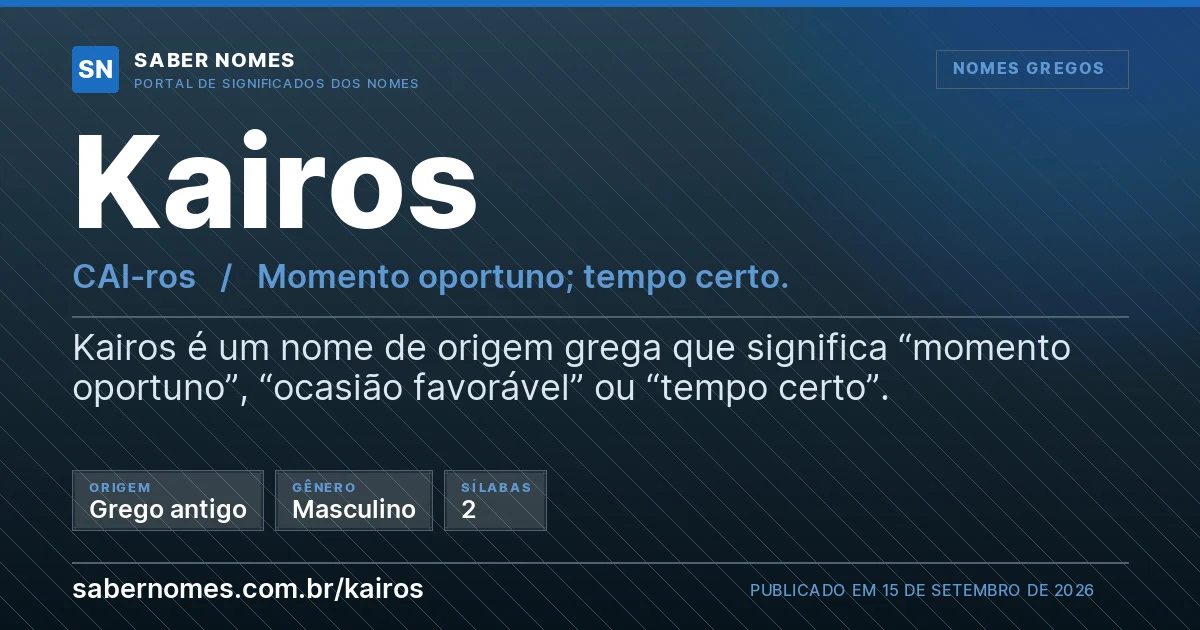 Imagem com o significado do nome Kairos