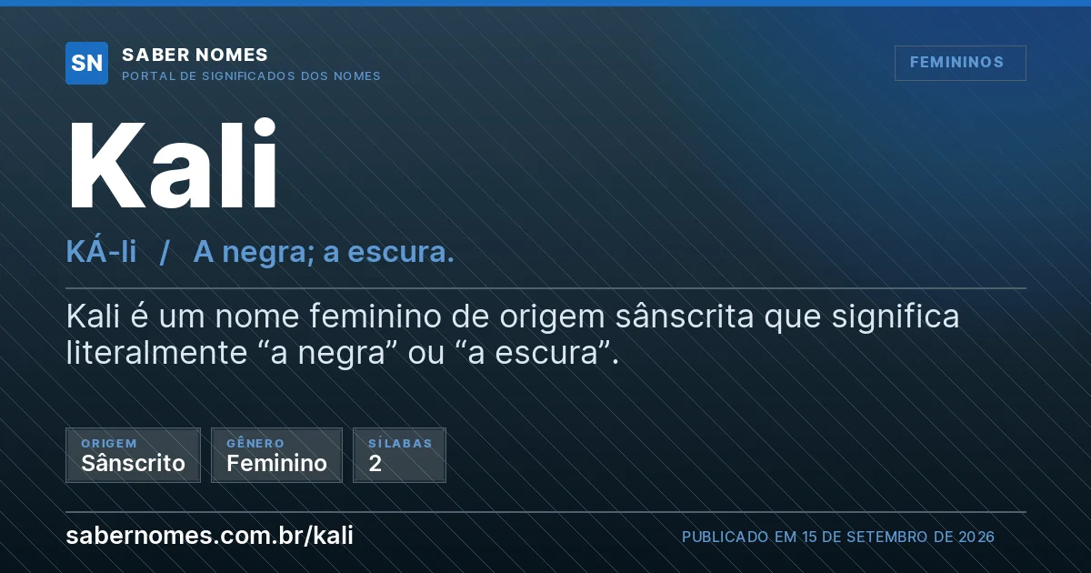 Imagem com o significado do nome Kali