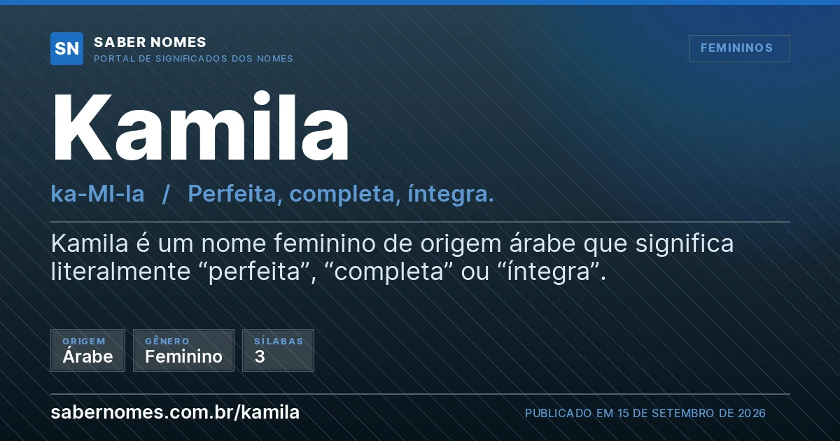 Imagem com o significado do nome Kamila