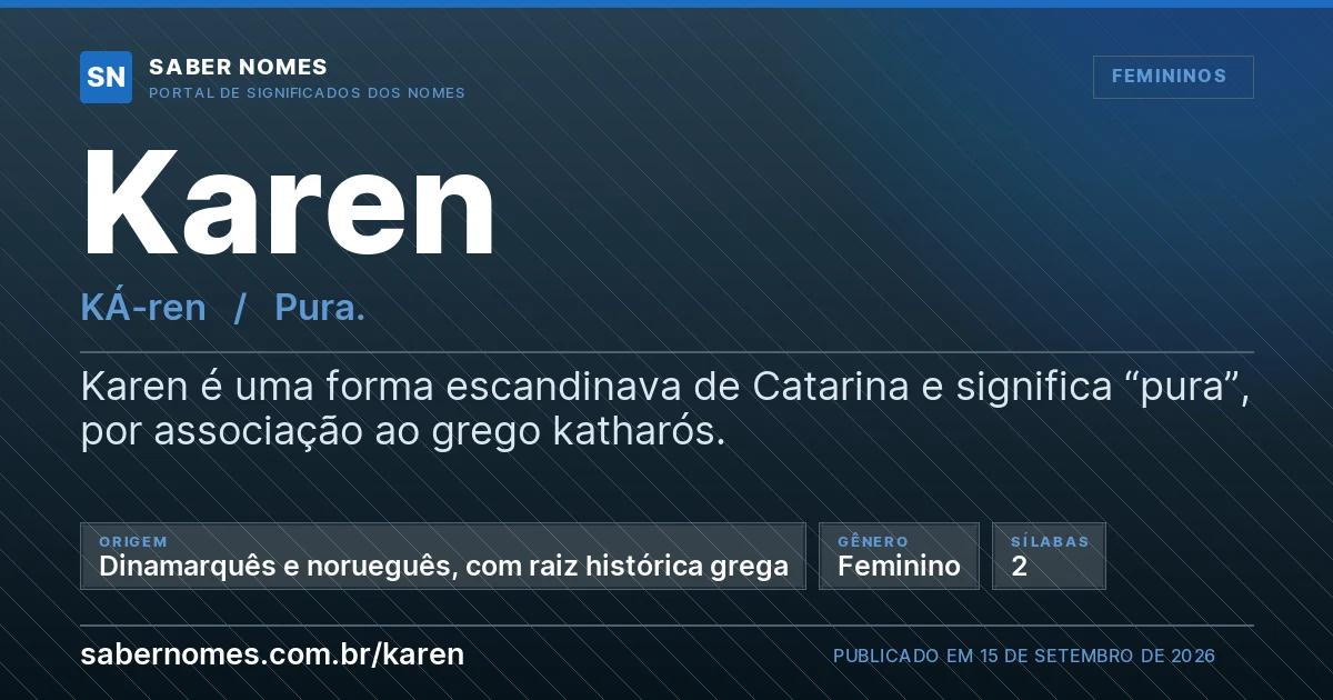 Imagem com o significado do nome Karen