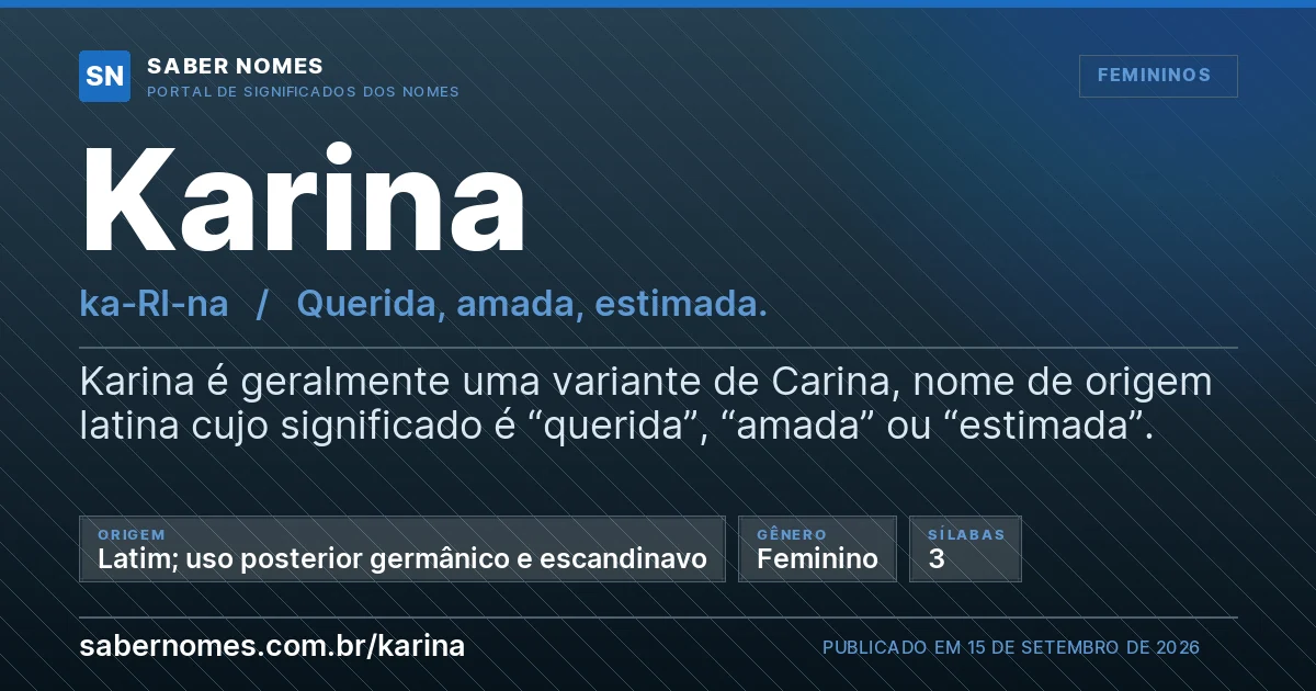 Imagem com o significado do nome Karina
