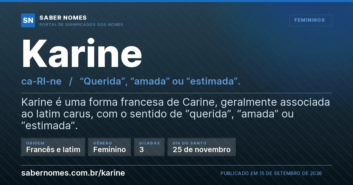 Imagem com o significado do nome Karine