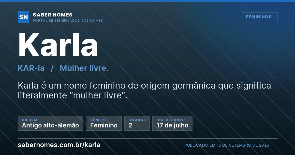 Imagem com o significado do nome Karla