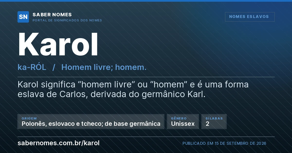 Imagem com o significado do nome Karol