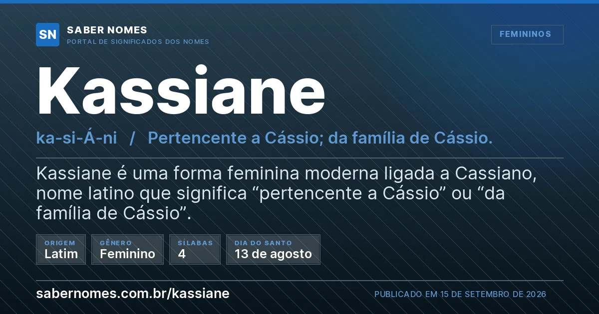 Imagem com o significado do nome Kassiane