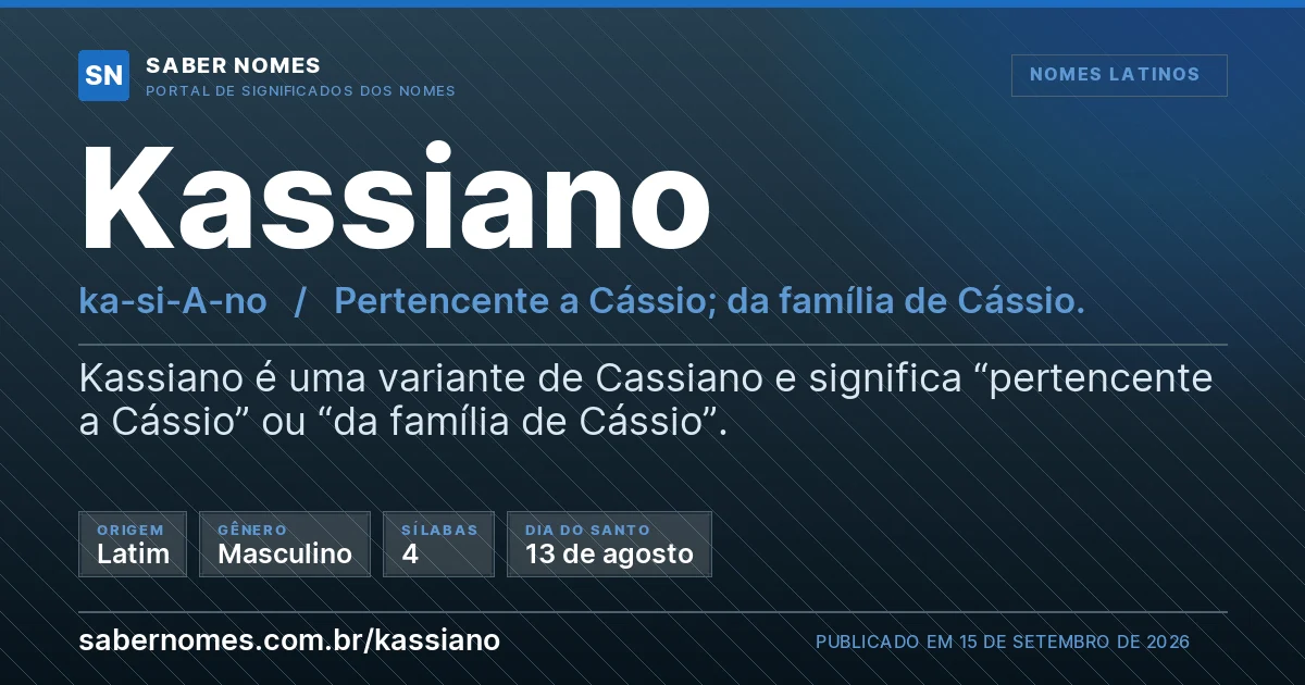 Imagem com o significado do nome Kassiano