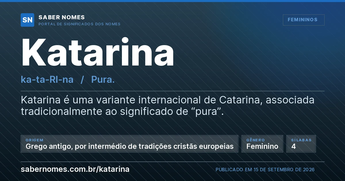Imagem com o significado do nome Katarina