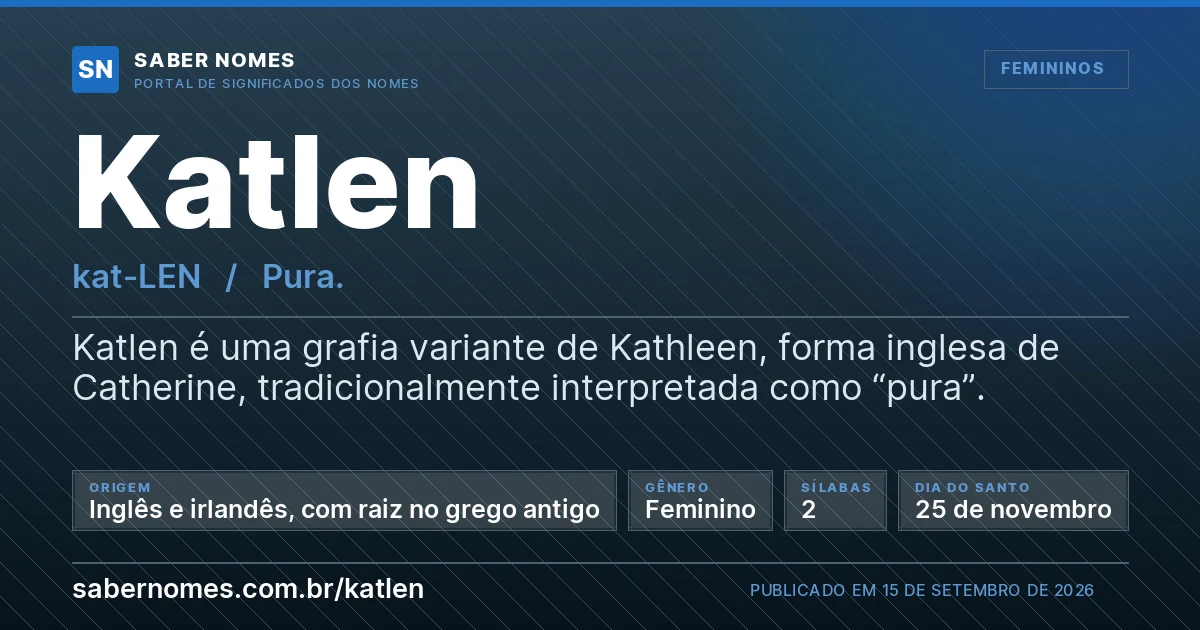 Imagem com o significado do nome Katlen
