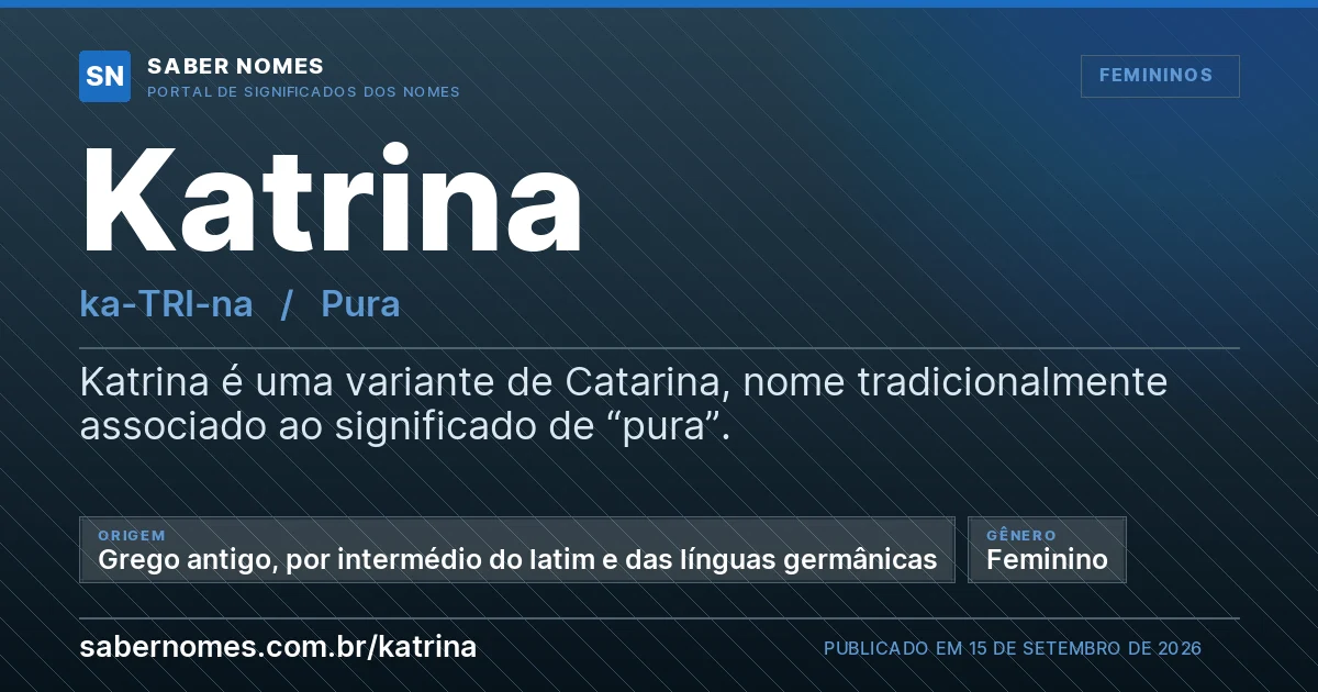 Imagem com o significado do nome Katrina