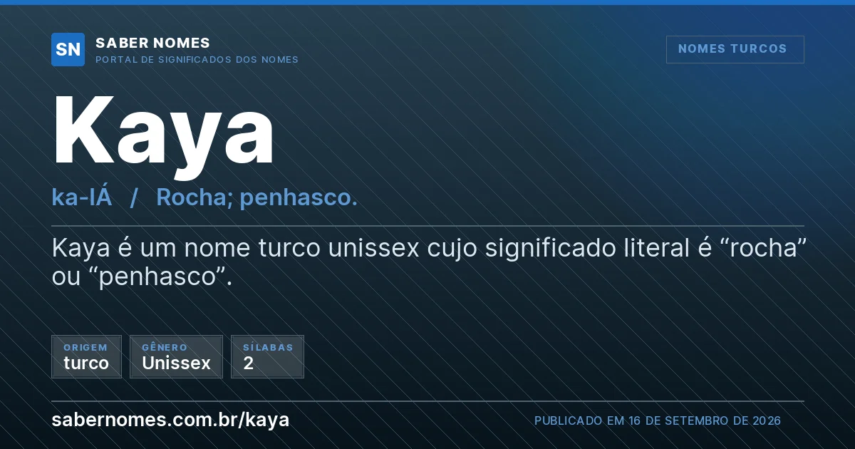 Imagem com o significado do nome Kaya