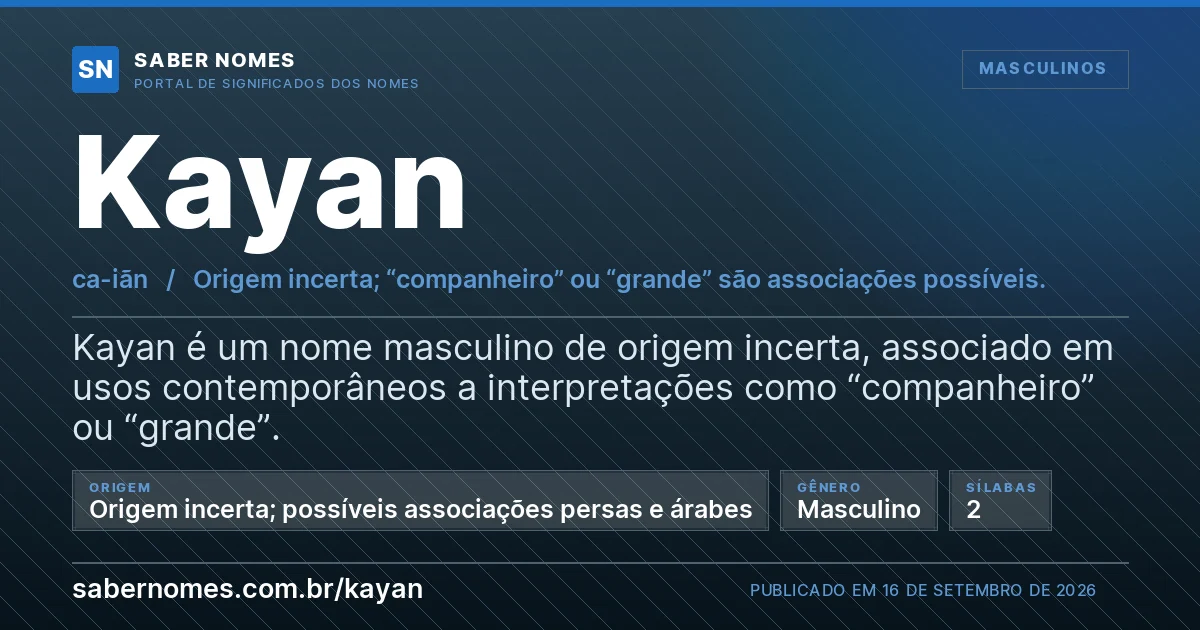 Imagem com o significado do nome Kayan