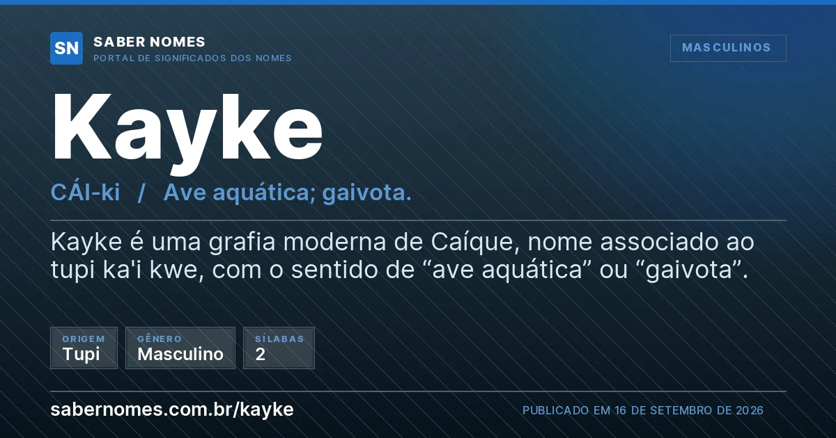 Imagem com o significado do nome Kayke