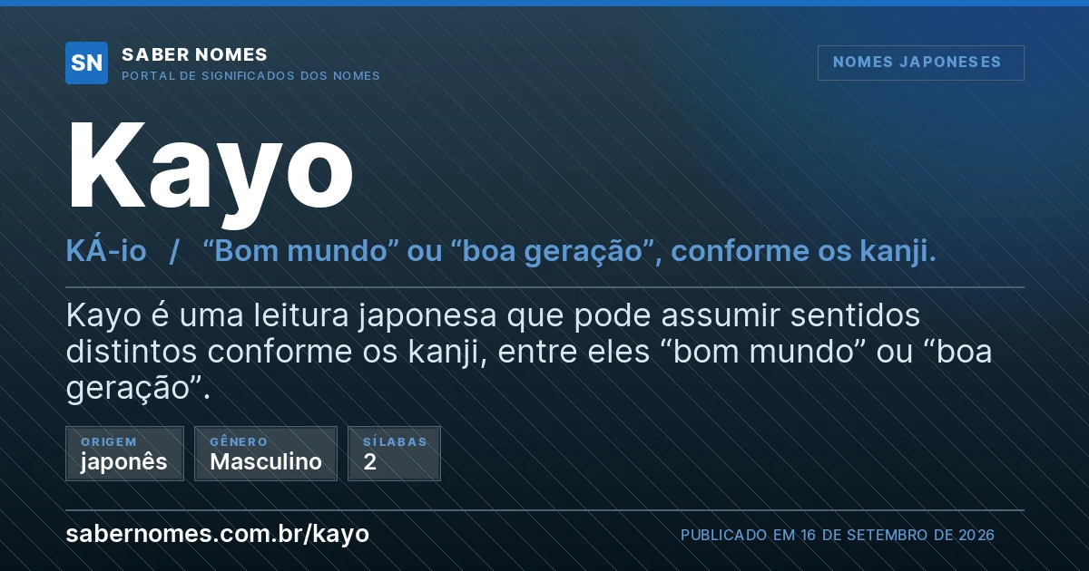 Imagem com o significado do nome Kayo