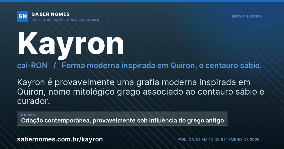Imagem com o significado do nome Kayron