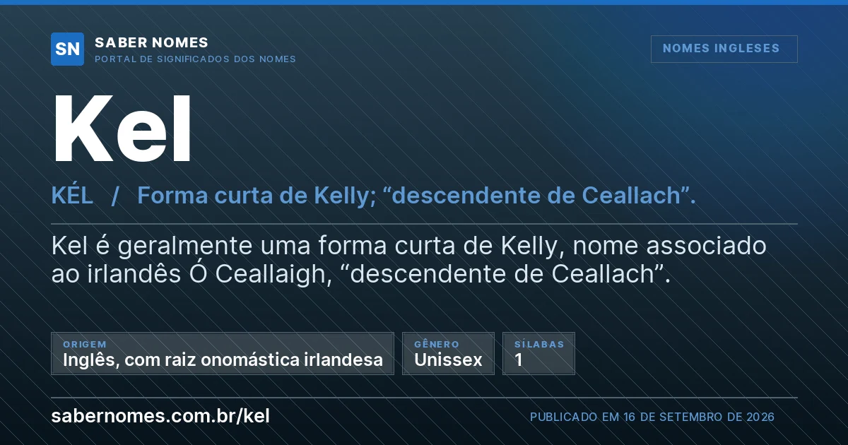 Imagem com o significado do nome Kel