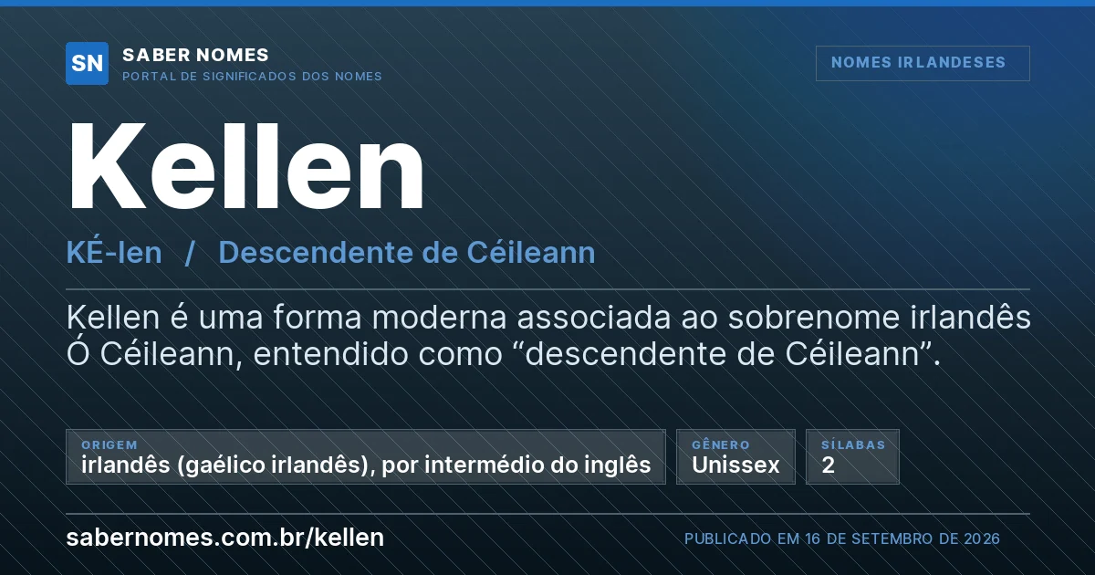 Imagem com o significado do nome Kellen