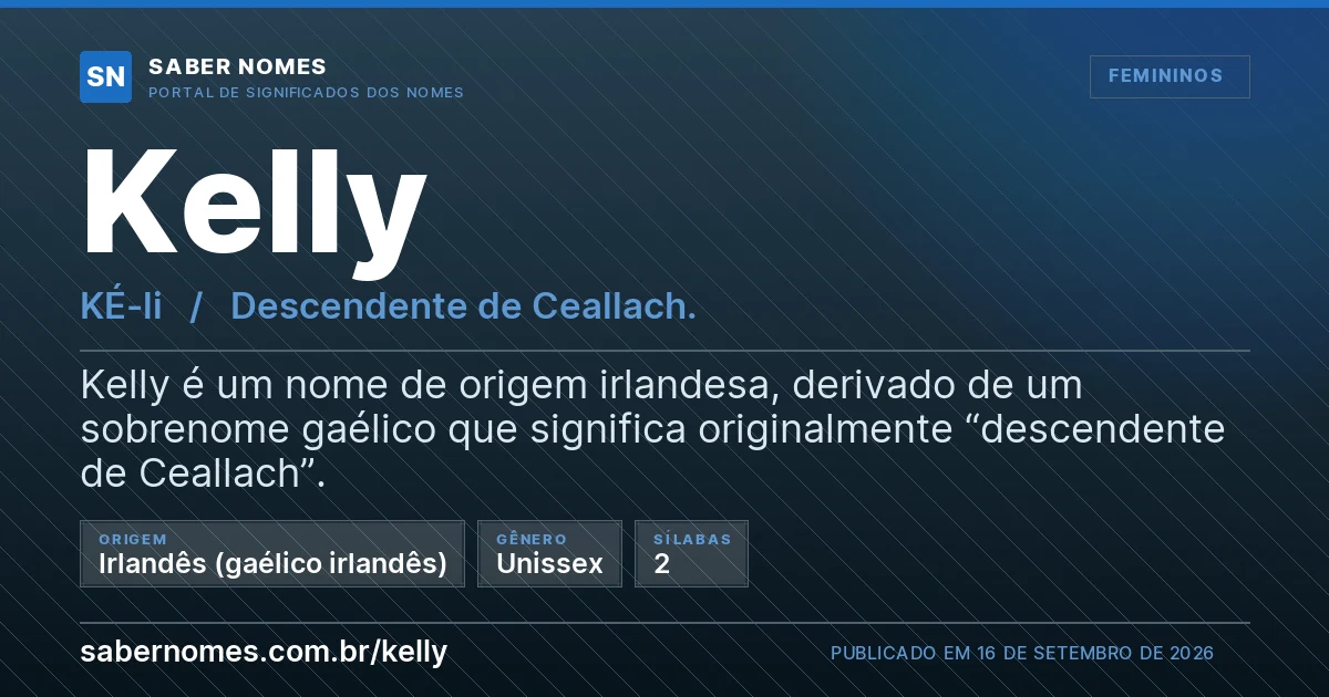 Imagem com o significado do nome Kelly