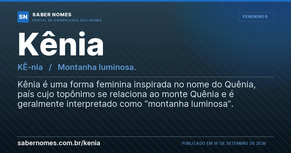 Imagem com o significado do nome Kênia