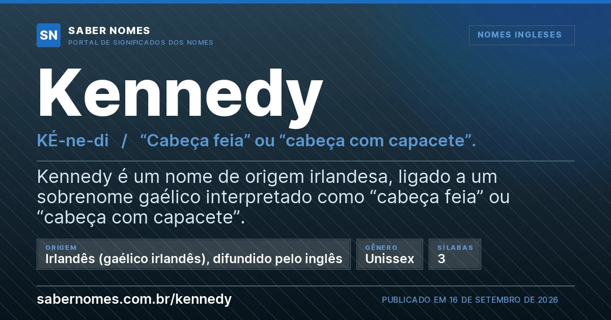 Imagem com o significado do nome Kennedy