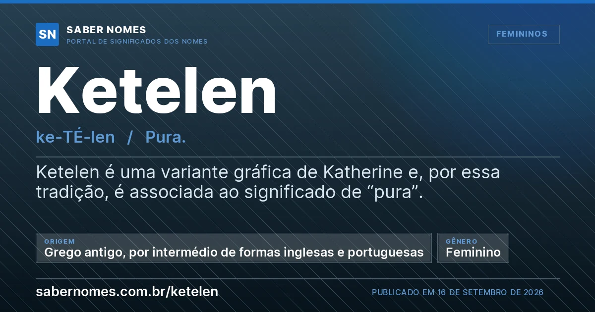 Imagem com o significado do nome Ketelen