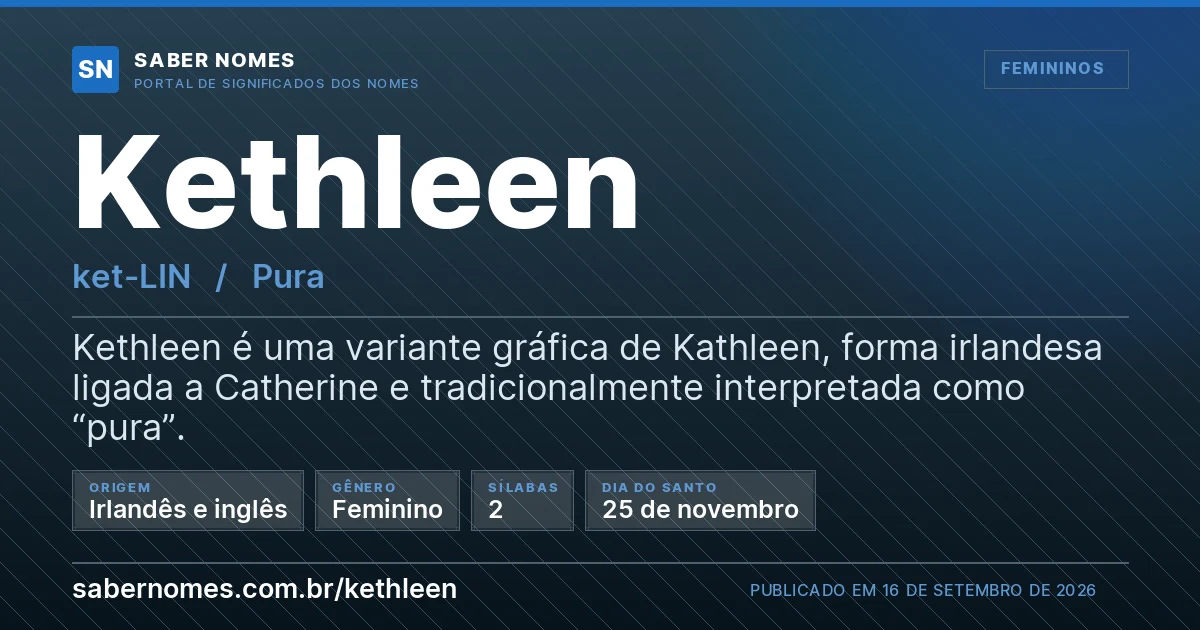 Imagem com o significado do nome Kethleen