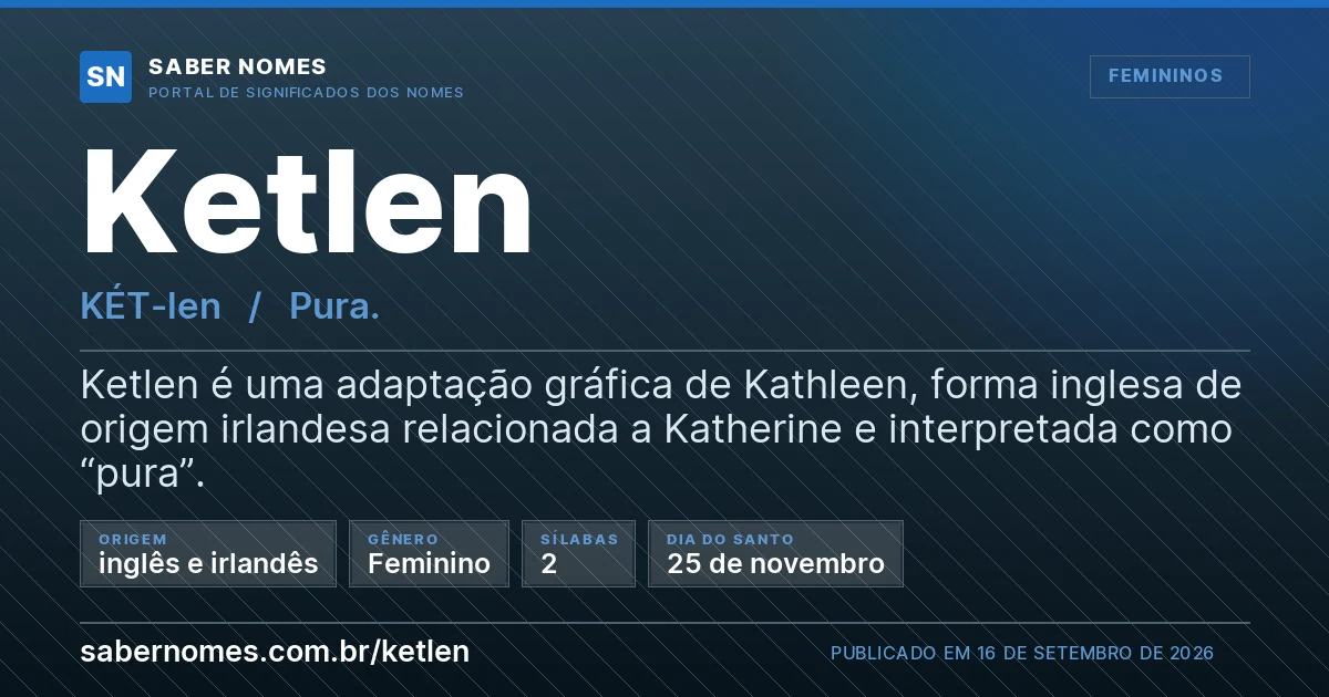 Imagem com o significado do nome Ketlen