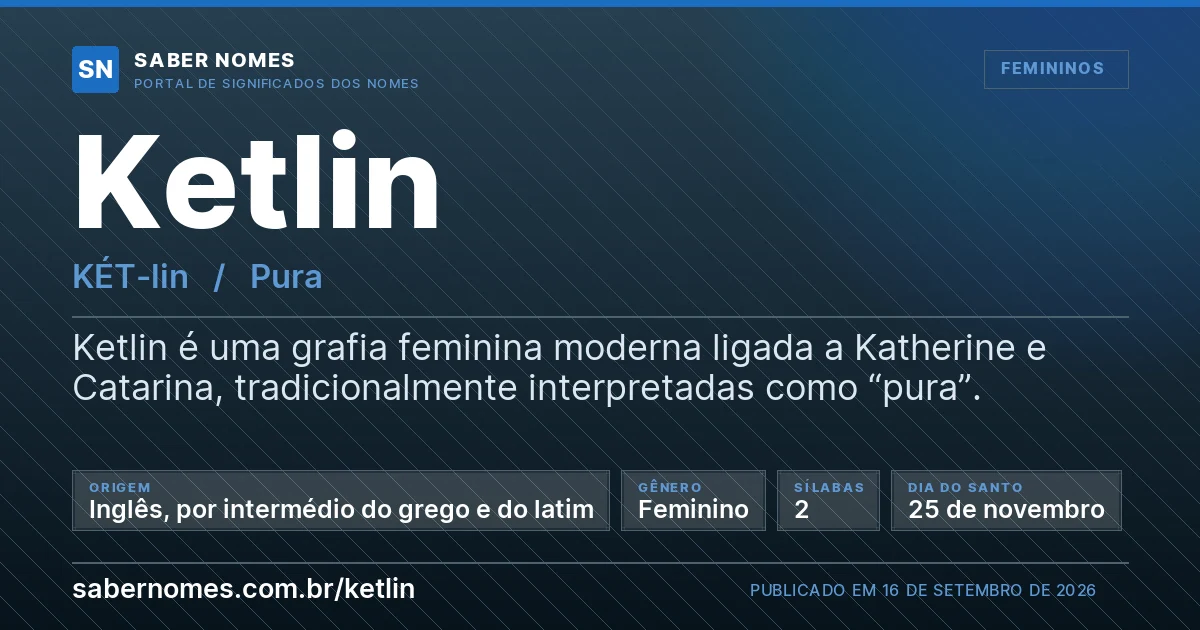 Imagem com o significado do nome Ketlin
