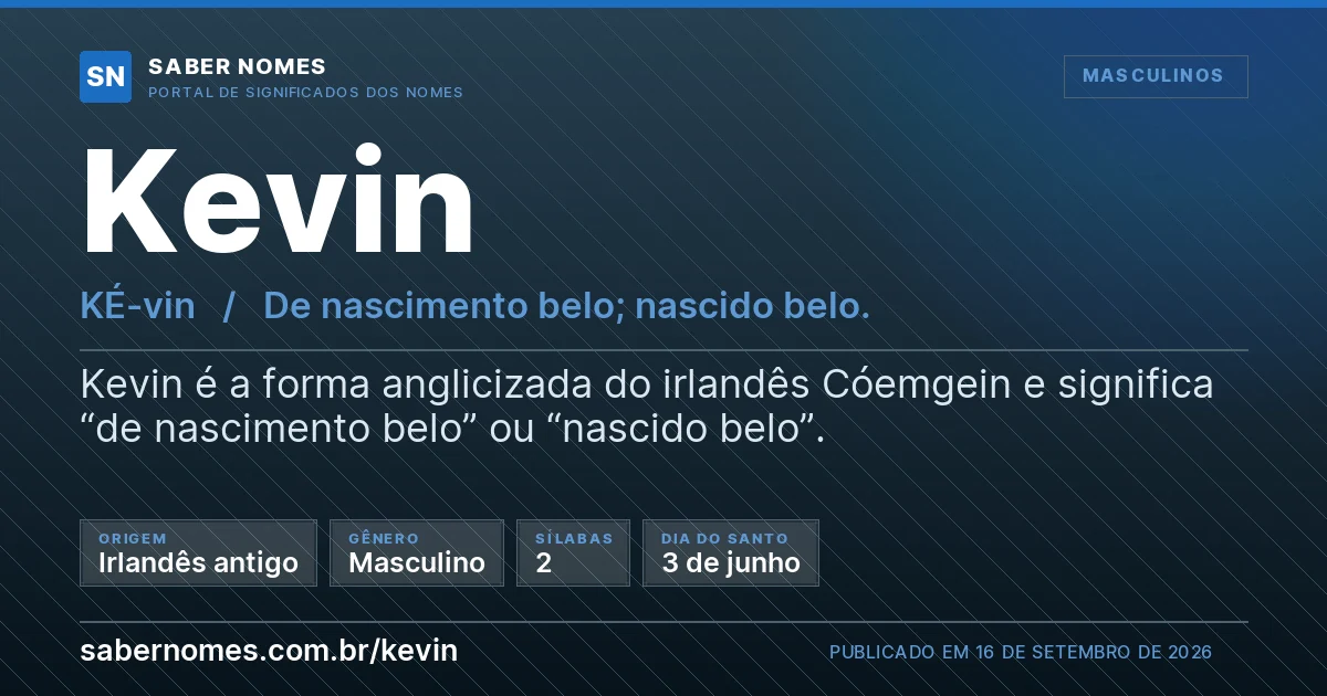 Imagem com o significado do nome Kevin