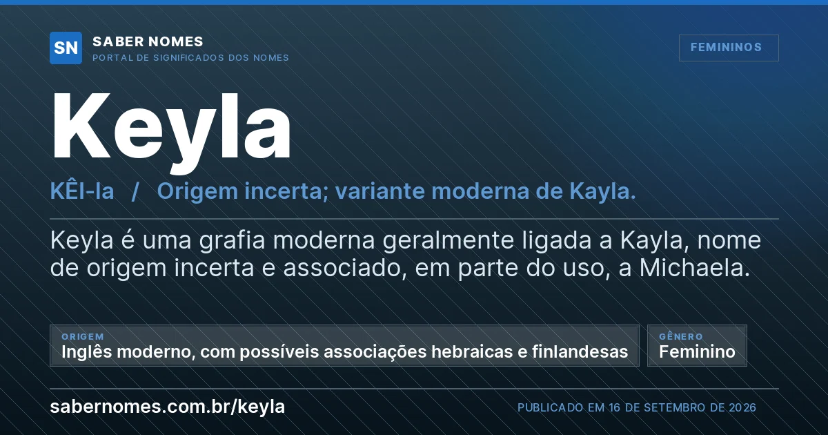 Imagem com o significado do nome Keyla