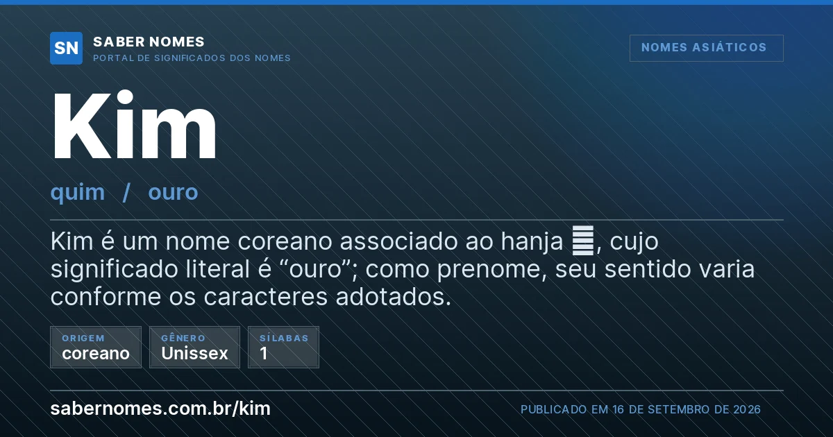 Imagem com o significado do nome Kim
