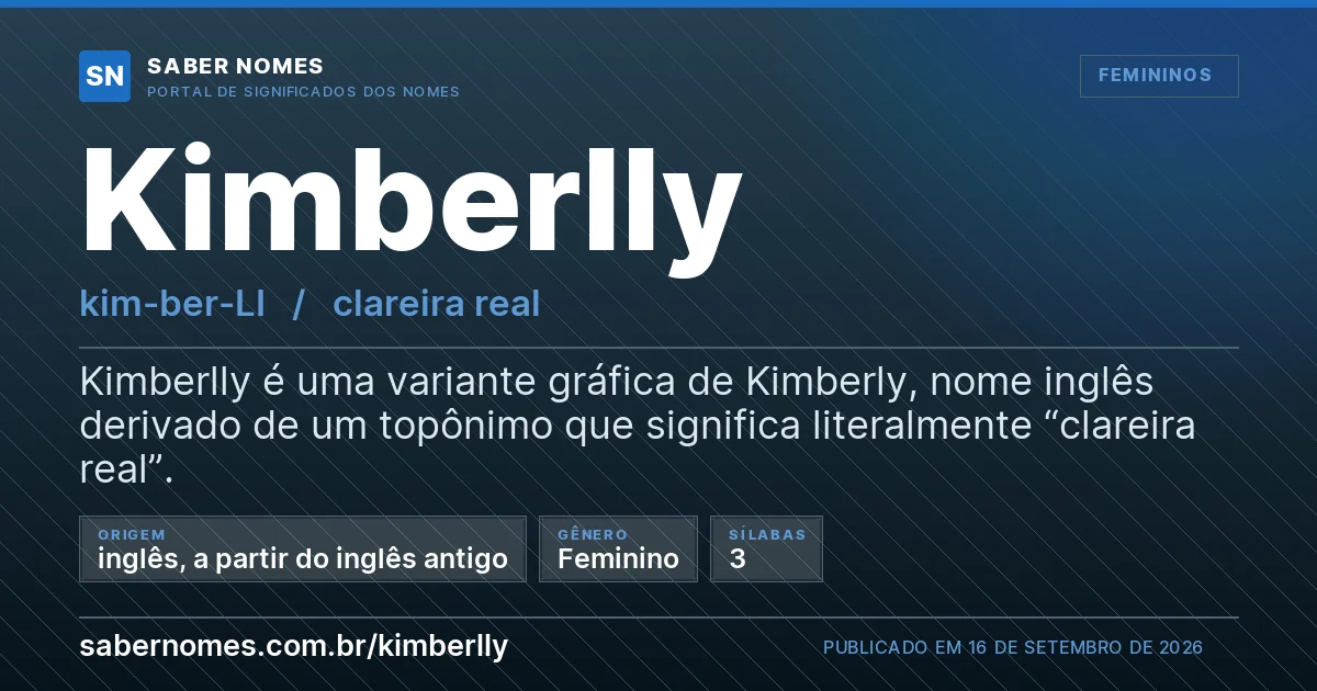 Imagem com o significado do nome Kimberlly