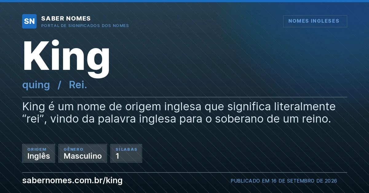 Imagem com o significado do nome King