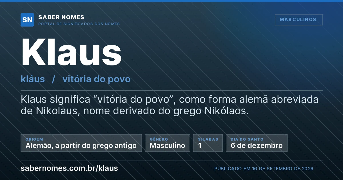 Imagem com o significado do nome Klaus