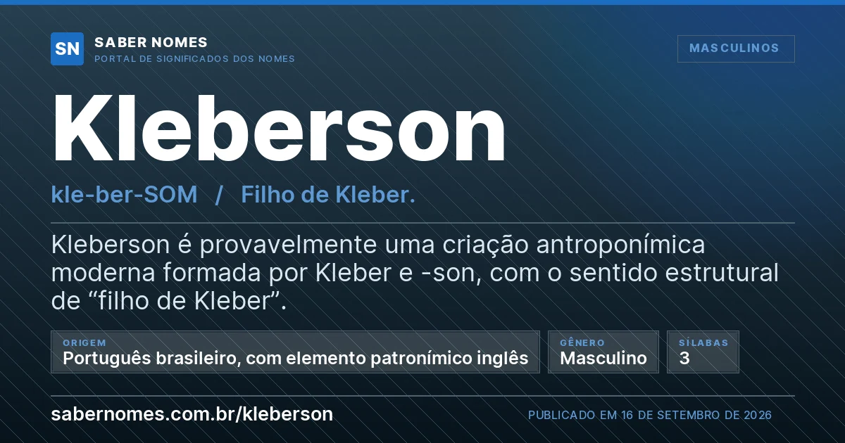 Imagem com o significado do nome Kleberson